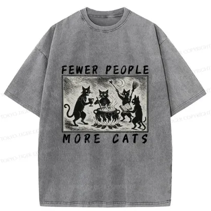 Tokyo-Tiger More Cats Funny Washed T-Shirt