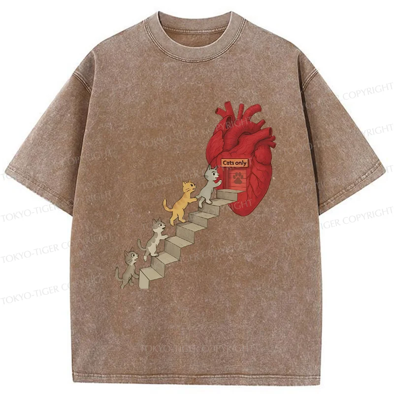 Tokyo-Tiger There's Only Cats In My Heart Washed T-Shirt