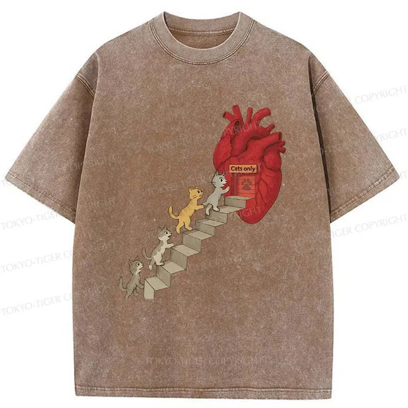 Tokyo-Tiger There's Only Cats In My Heart Washed T-Shirt