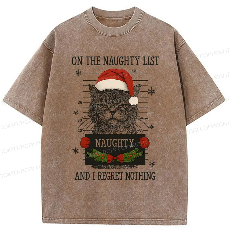 Tokyo-Tiger Christmas Naughty Cat Washed T-Shirt