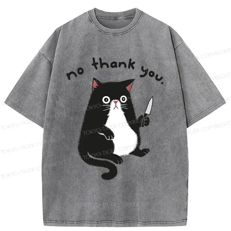 Tokyo-Tiger Tuxedo Cat Holding A Knife Washed T-Shirt
