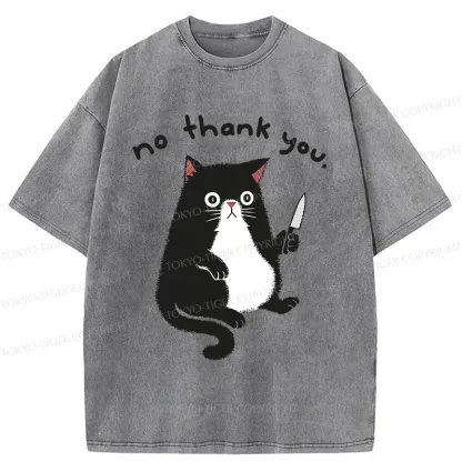 Tokyo-Tiger Tuxedo Cat Holding A Knife Washed T-Shirt