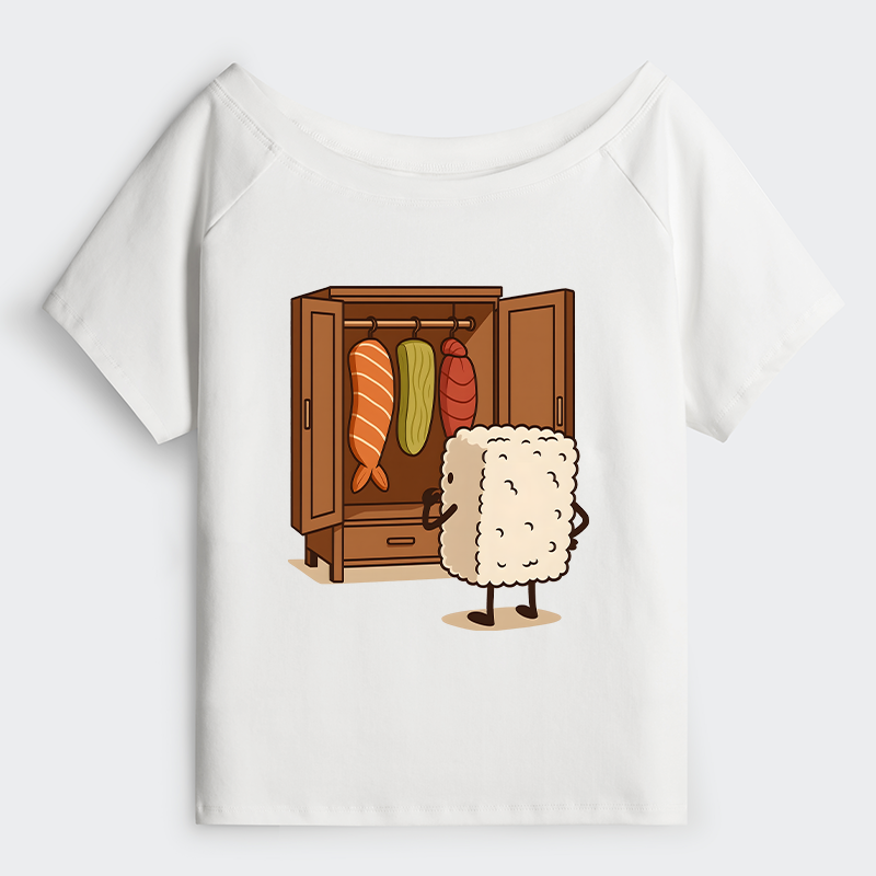 Tokyo-Tiger Sushi Pick Out Clothes Off Shoulder T-Shirt