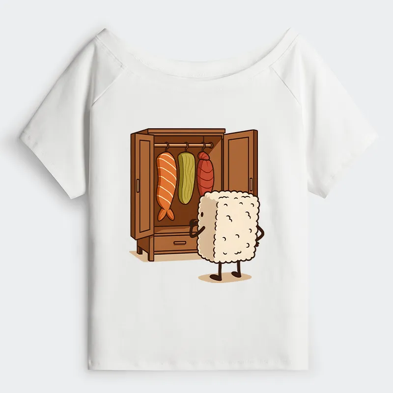 Tokyo-Tiger Sushi Pick Out Clothes Off Shoulder T-Shirt