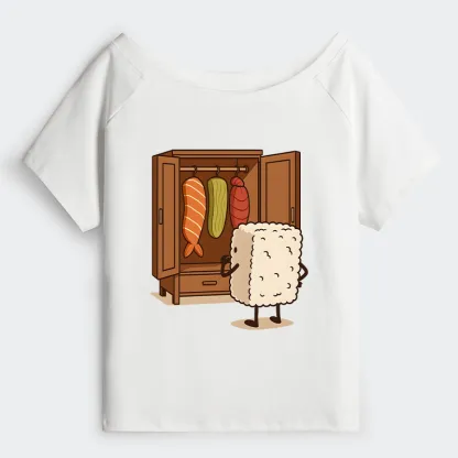 Tokyo-Tiger Sushi Pick Out Clothes Off Shoulder T-Shirt