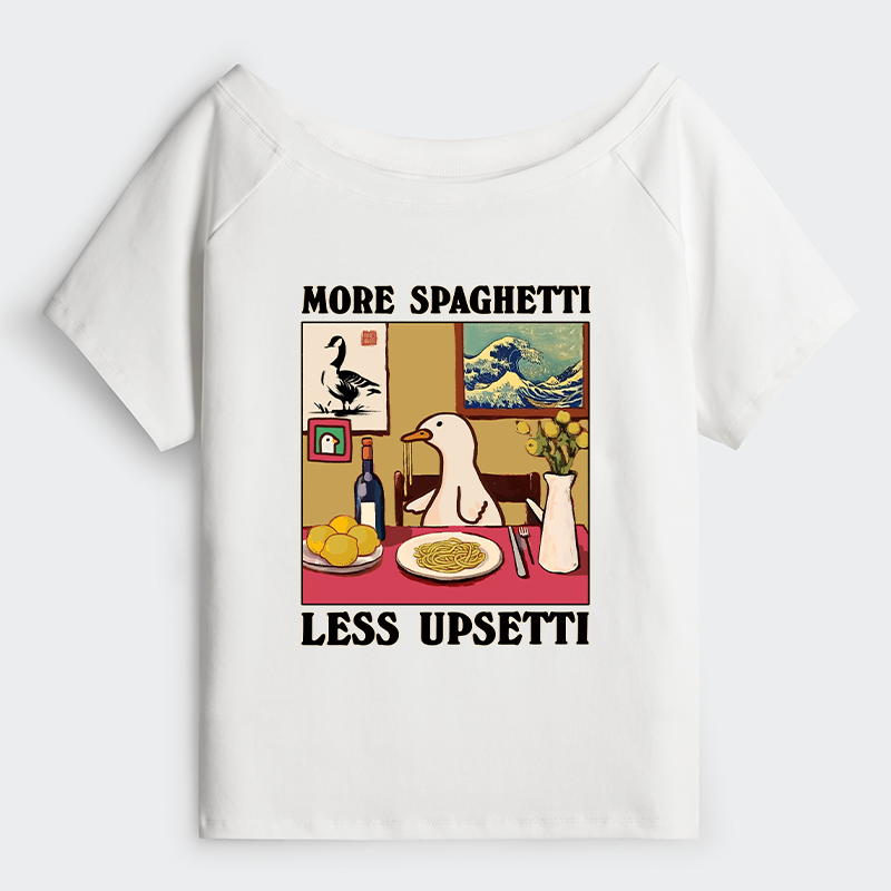 Tokyo-Tiger More Spaghetti Less Upsetti Goose Off Shoulder T-Shirt