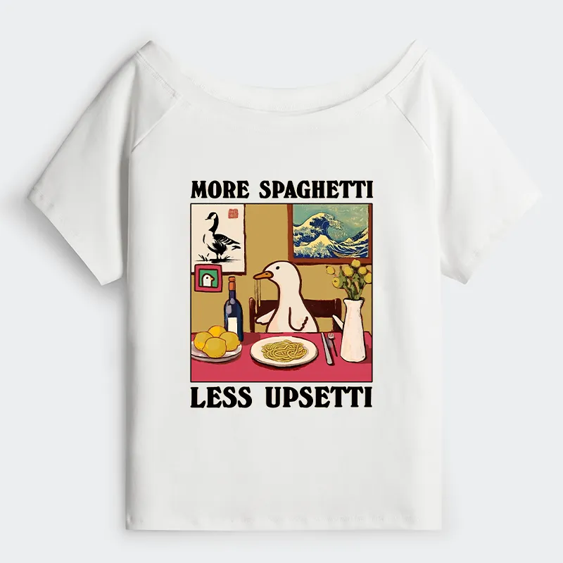 Tokyo-Tiger More Spaghetti Less Upsetti Goose Off Shoulder T-Shirt