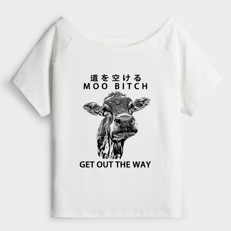 Tokyo-Tiger Funny Cow Off Shoulder T-Shirt