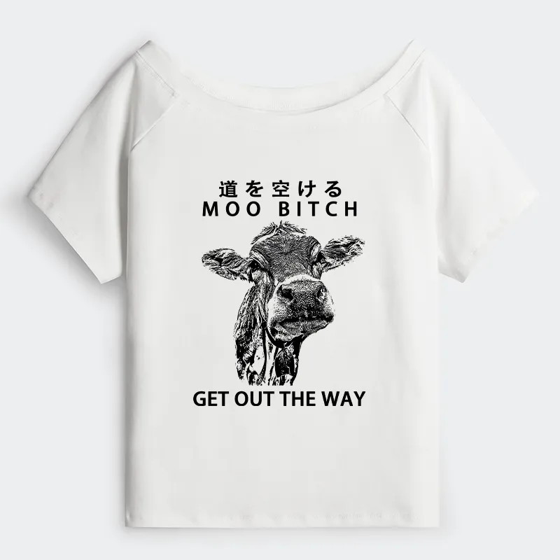 Tokyo-Tiger Funny Cow Off Shoulder T-Shirt