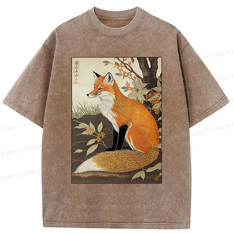 Tokyo-Tiger Ukiyo-e Fox Washed T-Shirt