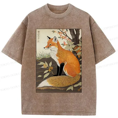 Tokyo-Tiger Ukiyo-e Fox Washed T-Shirt
