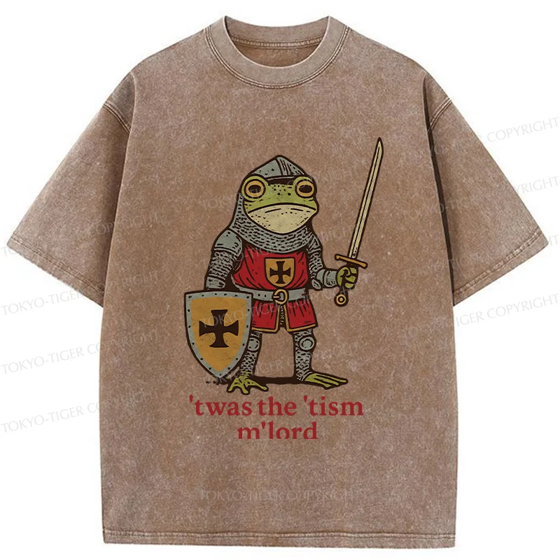 Tokyo-Tiger Frog Knight Funny Washed T-Shirt