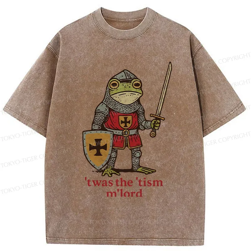 Tokyo-Tiger Frog Knight Funny Washed T-Shirt