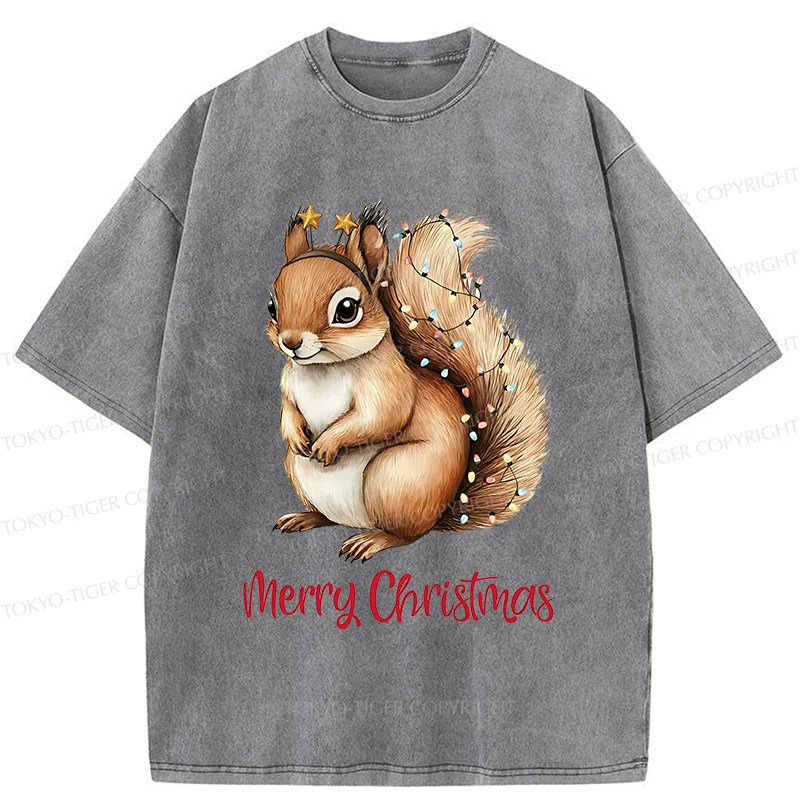 Tokyo-Tiger Christmas Squirrel Washed T-Shirt