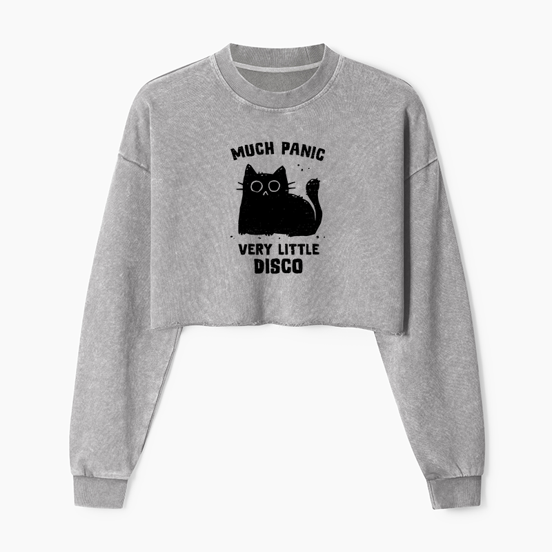 Tokyo-Tiger More Disco Funny Washed Crop Sweatshirt