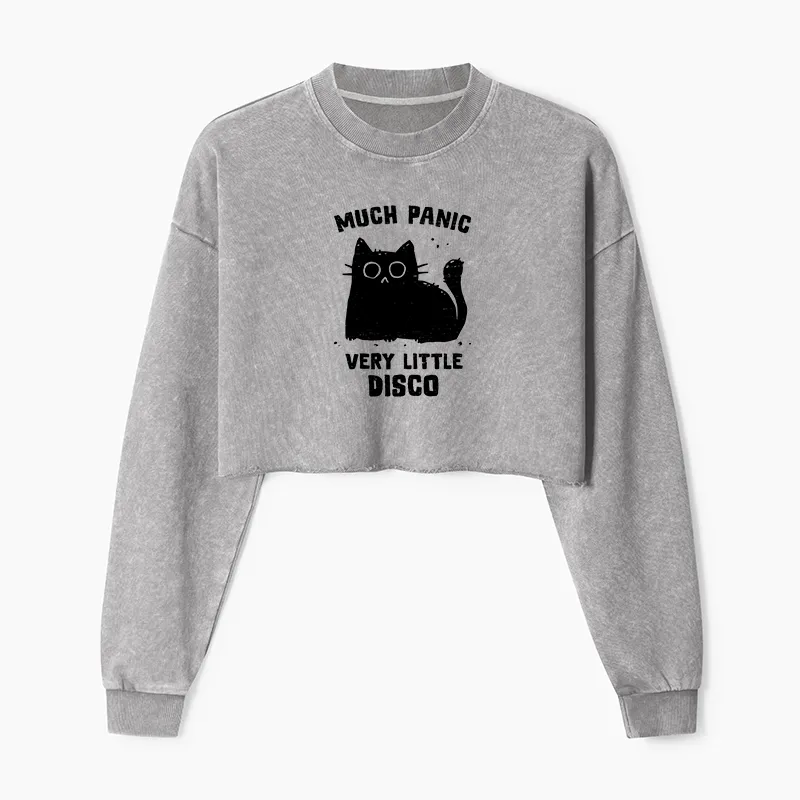 Tokyo-Tiger More Disco Funny Washed Crop Sweatshirt