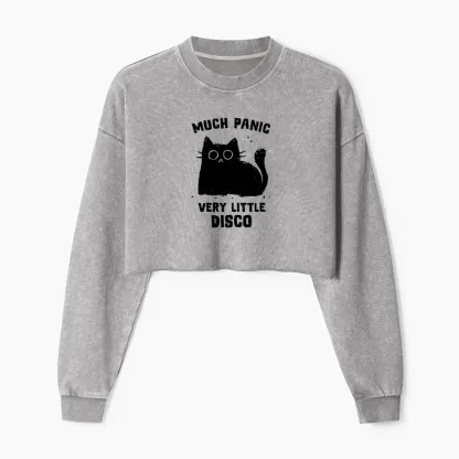 Tokyo-Tiger More Disco Funny Washed Crop Sweatshirt