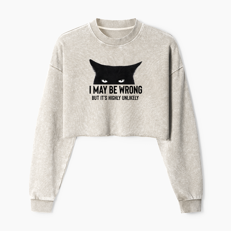 Tokyo-Tiger Cat Can Do No Wrong Washed Crop Sweatshirt