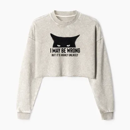 Tokyo-Tiger Cat Can Do No Wrong Washed Crop Sweatshirt