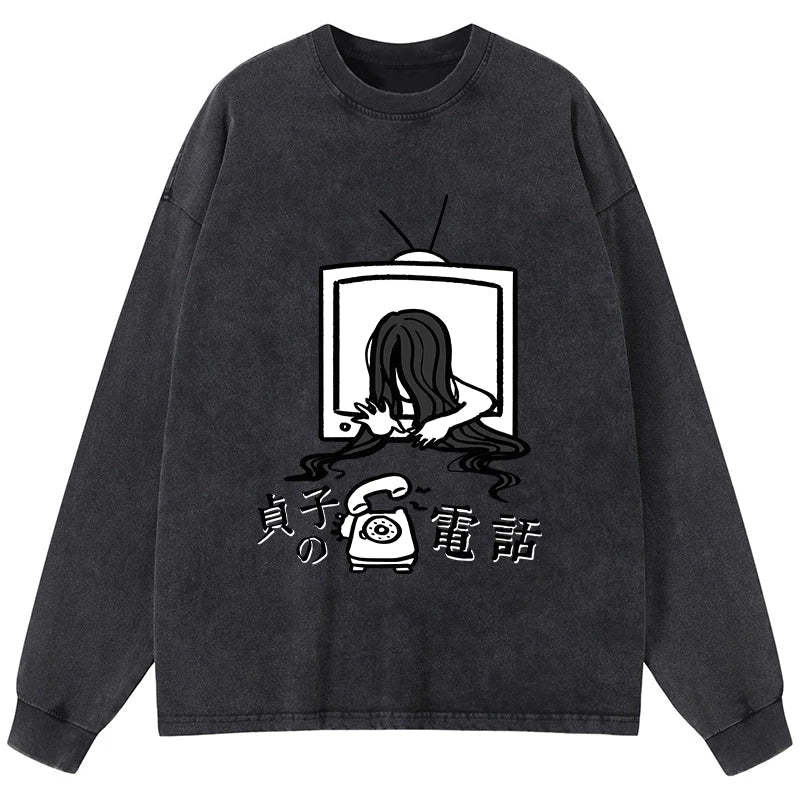 Tokyo-Tiger The Ring Sadako Washed Long Sleeve T-Shirt