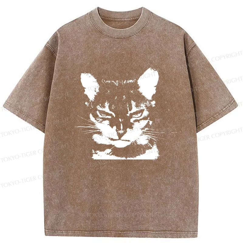 Tokyo-Tiger Smirking Cat Washed T-Shirt