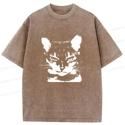 Tokyo-Tiger Smirking Cat Washed T-Shirt