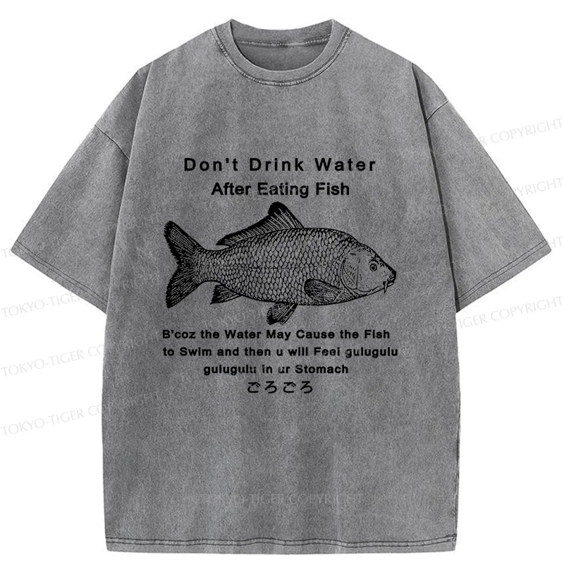 Tokyo-Tiger Stomach Rumbling Funny Washed T-Shirt