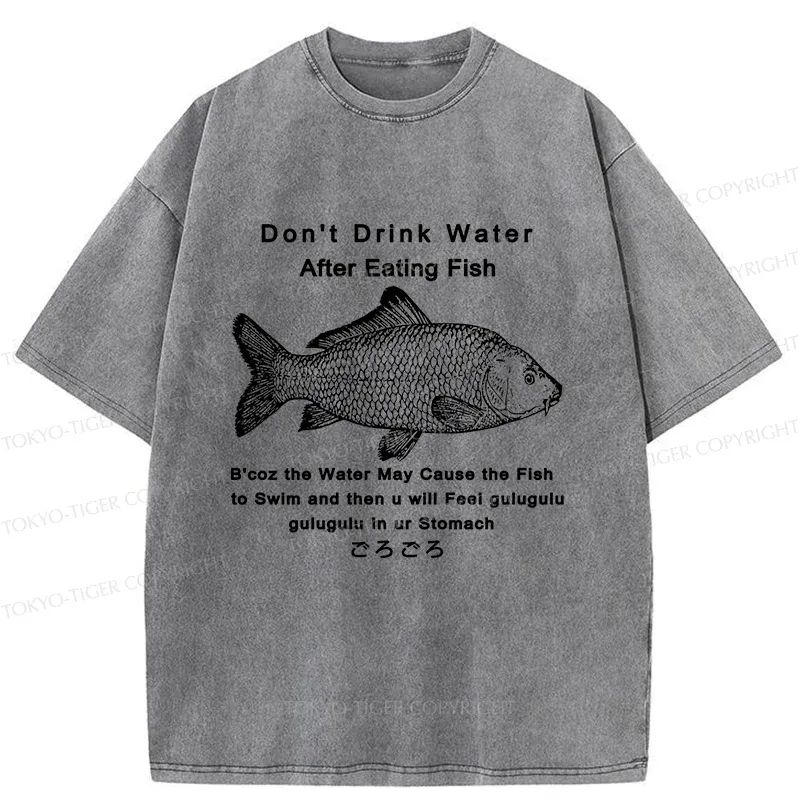 Tokyo-Tiger Stomach Rumbling Funny Washed T-Shirt