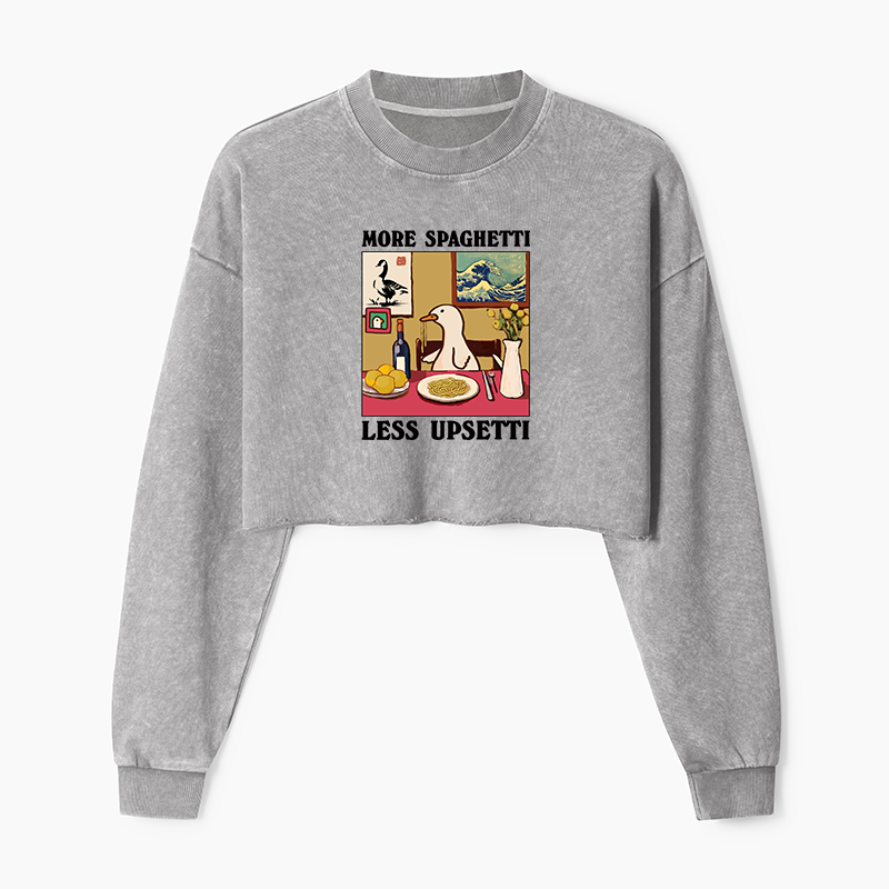 Tokyo-Tiger More Spaghetti Less Upsetti Goose Washed Crop Sweatshirt