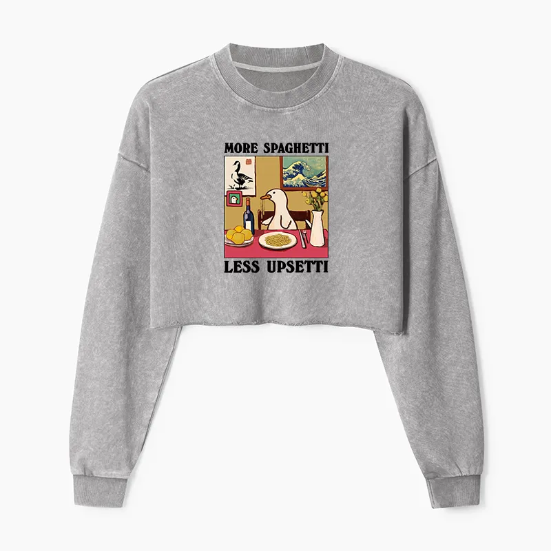Tokyo-Tiger More Spaghetti Less Upsetti Goose Washed Crop Sweatshirt