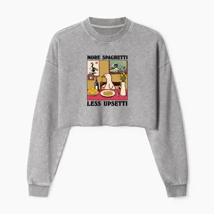 Tokyo-Tiger More Spaghetti Less Upsetti Goose Washed Crop Sweatshirt