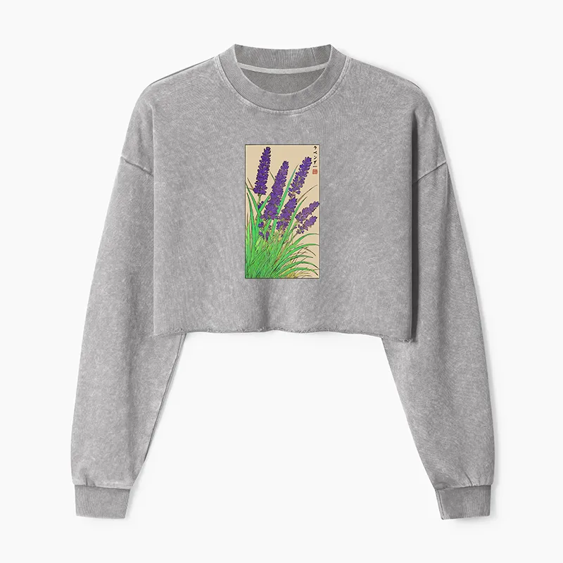 Tokyo-Tiger Japanese Lavender Washed Crop Sweatshirt
