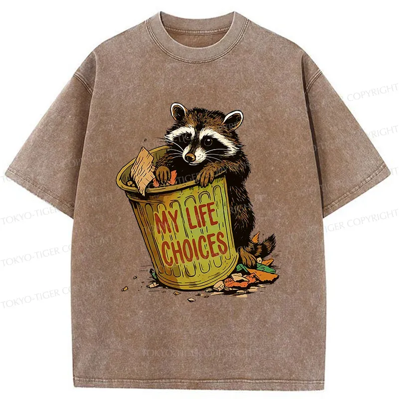 Tokyo-Tiger Raccoon Life Choices Washed T-Shirt
