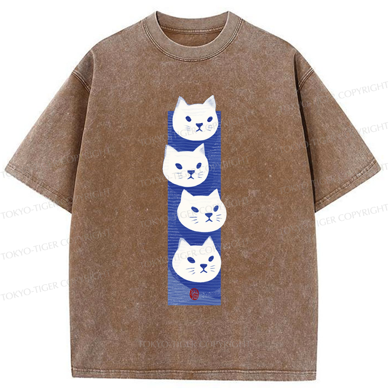 Tokyo-Tiger Four Cats Washed T-Shirt