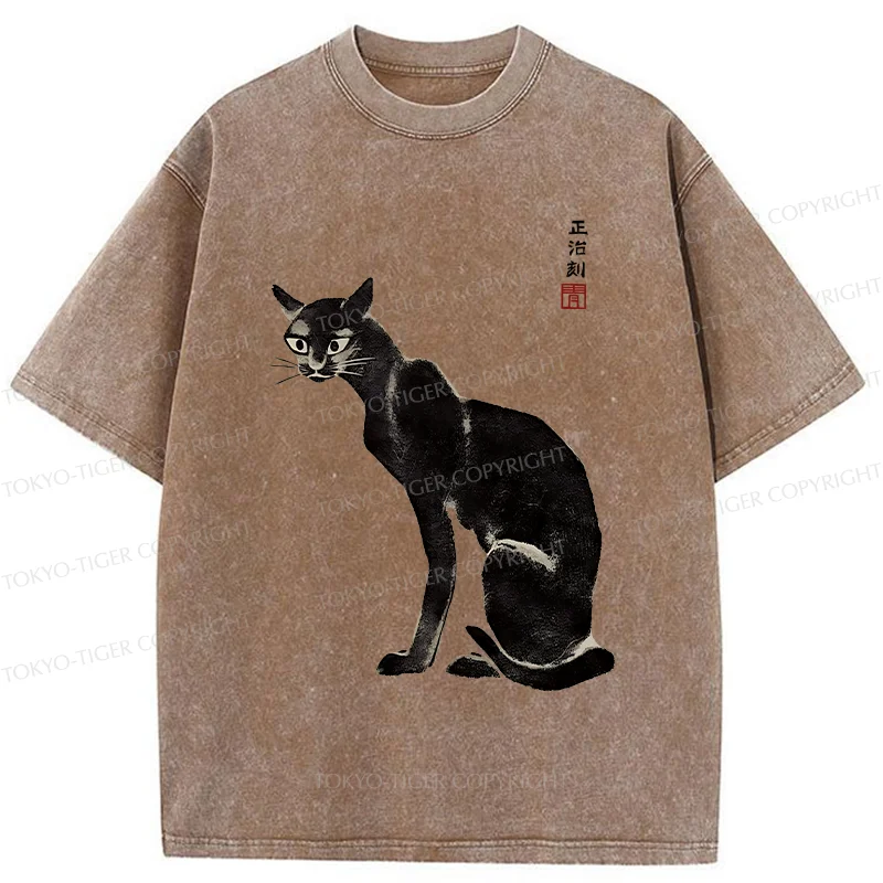 Tokyo-Tiger Retro Skinny Cat Washed T-Shirt