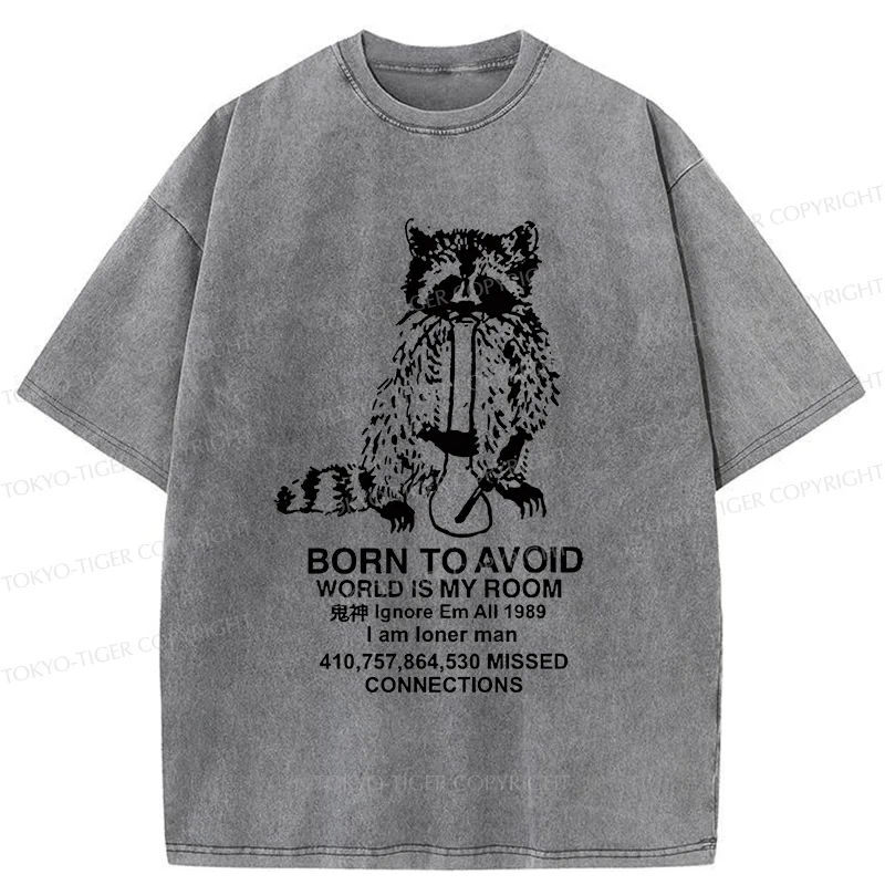 Tokyo-Tiger Raccoon Meme Washed T-Shirt
