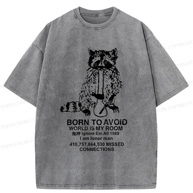 Tokyo-Tiger Raccoon Meme Washed T-Shirt