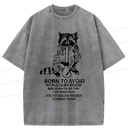 Tokyo-Tiger Raccoon Meme Washed T-Shirt
