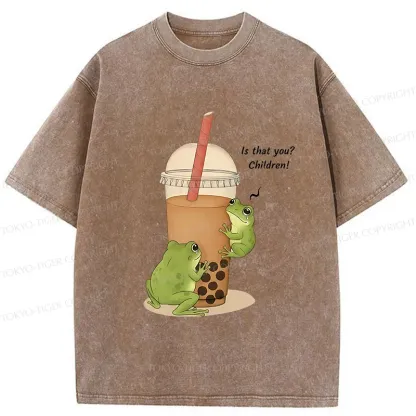 Tokyo-Tiger Frog Looking For Tadpoles Washed T-Shirt