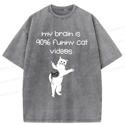 Tokyo-Tiger Funny Cat Videos Washed T-Shirt