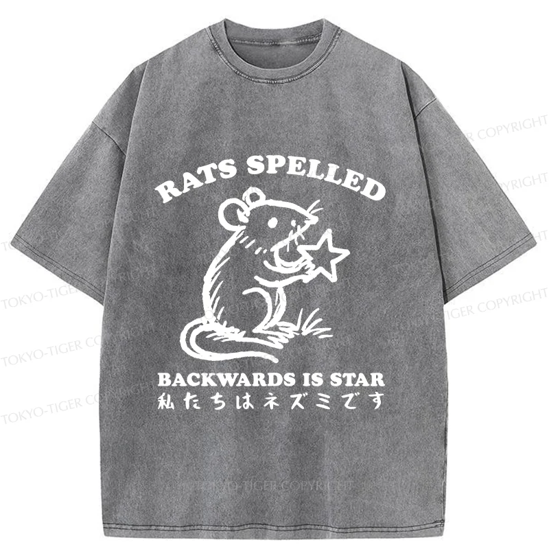Tokyo-Tiger Funny Rats Washed T-Shirt