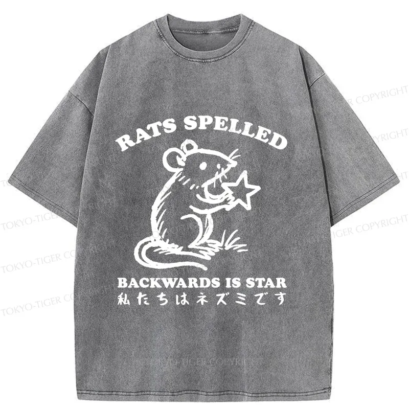Tokyo-Tiger Funny Rats Washed T-Shirt