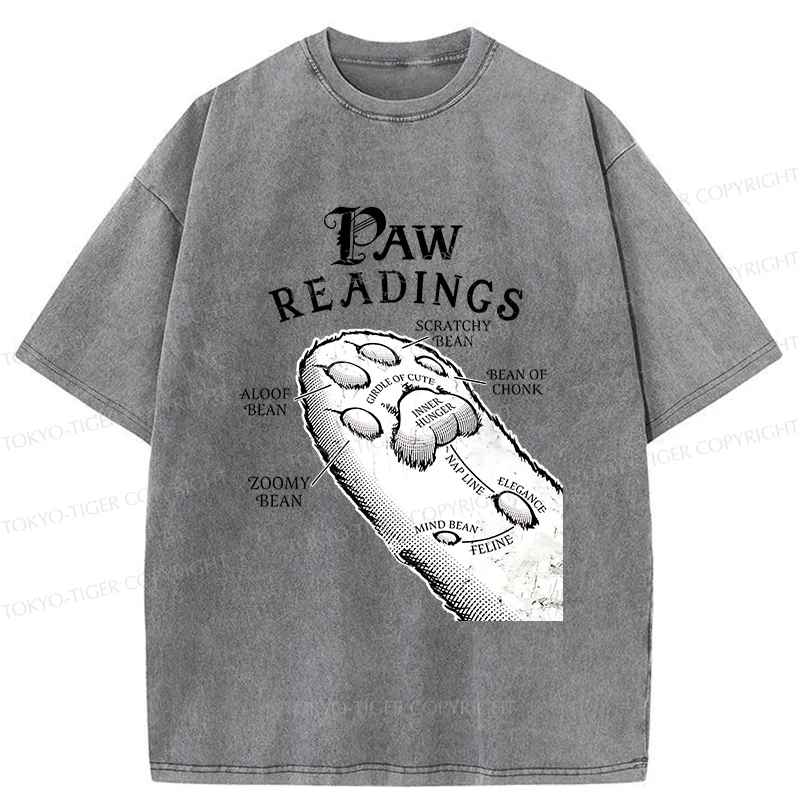 Tokyo-Tiger Funny Cat Paws Washed T-Shirt