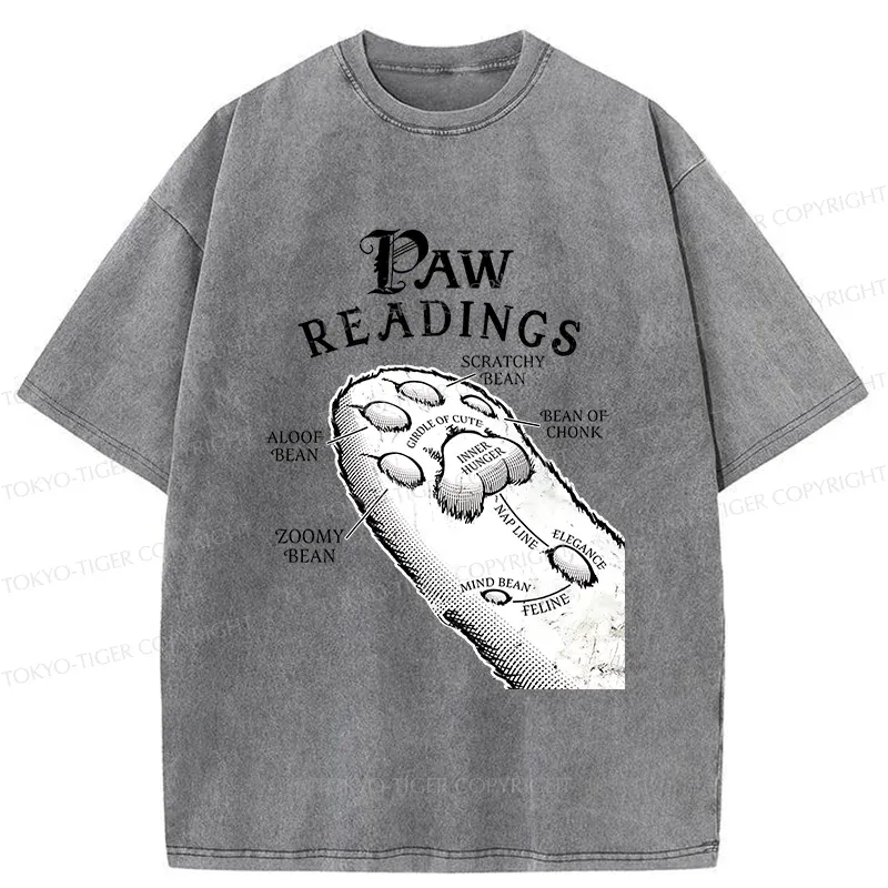 Tokyo-Tiger Funny Cat Paws Washed T-Shirt