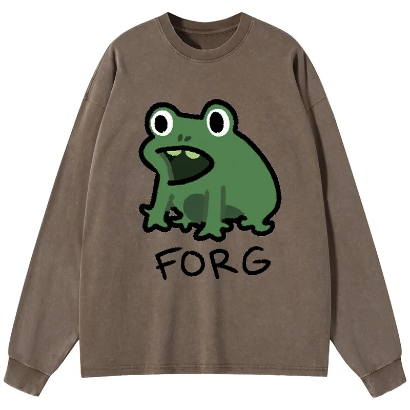 Tokyo-Tiger Funny Forg Japan Washed Long Sleeve T-Shirt