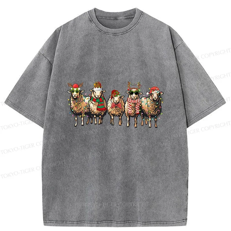 Tokyo-Tiger Christmas Sheep Washed T-Shirt