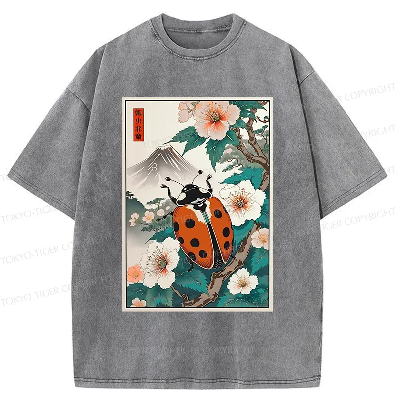 Tokyo-Tiger Ladybug Ukiyo-e Washed T-Shirt