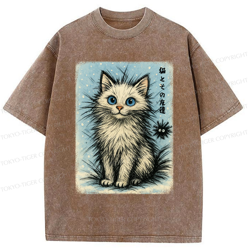 Tokyo-Tiger The Kitten And Its Furball Friend Washed T-Shirt
