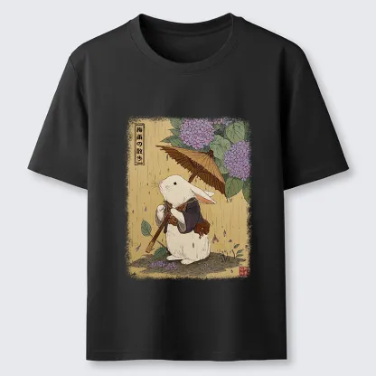 Tokyo-Tiger Ukiyoe Rainy Stroll Bunny Classic T-Shirt