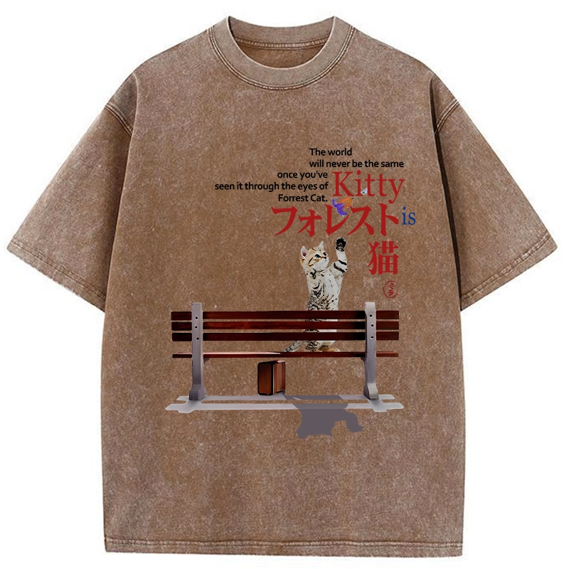 Tokyo-Tiger Forrest Cat's Perspective Washed T-Shirt